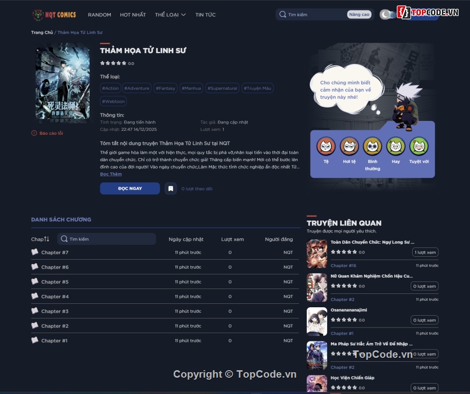 web truyện,code đọc truyện,otruyen,truyện tranh,theme truyện